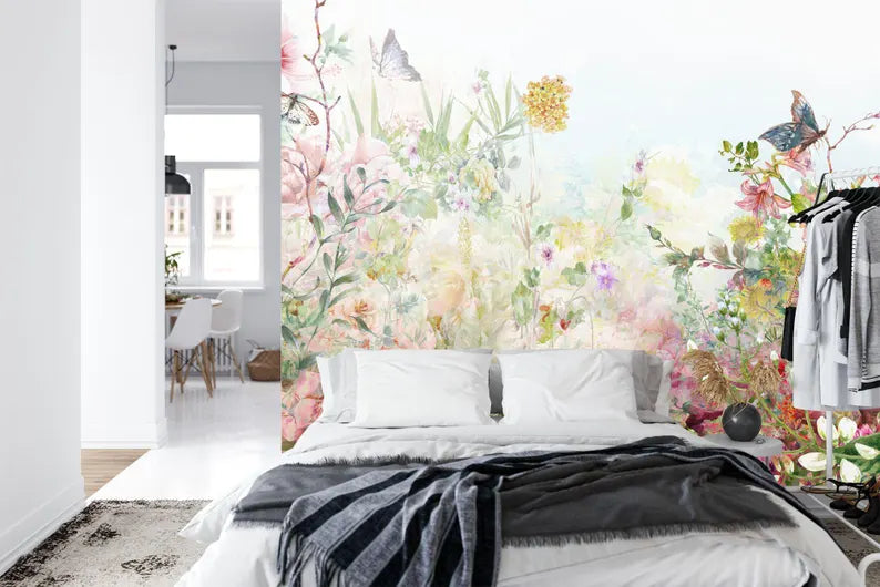 Floral Watercolor Wall Mural Gift Art Print