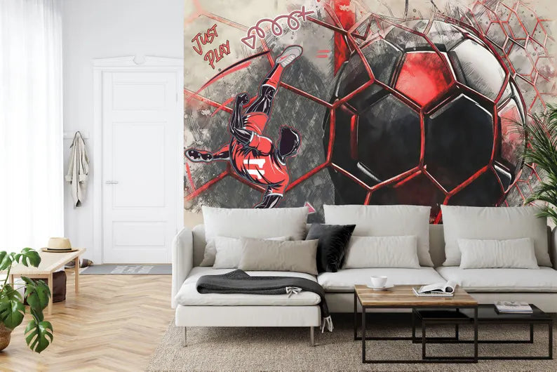 Football Soccer Mural, Boys Room Decor Art Print