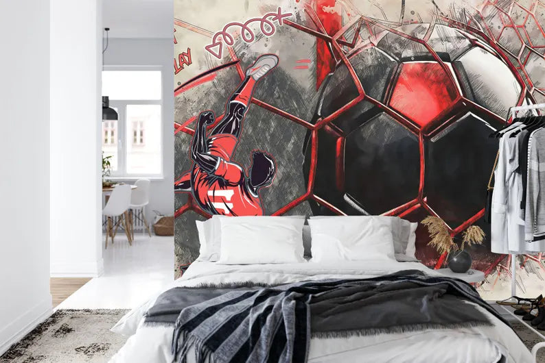 Football Soccer Mural, Boys Room Decor Art Print