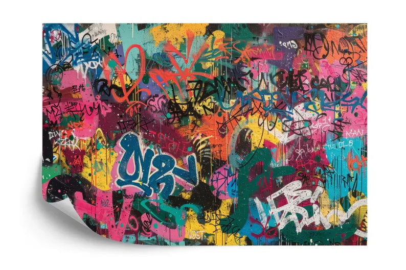 Graffiti Street Wallpaper Mural, Urban Abstract Art, Easy-Install