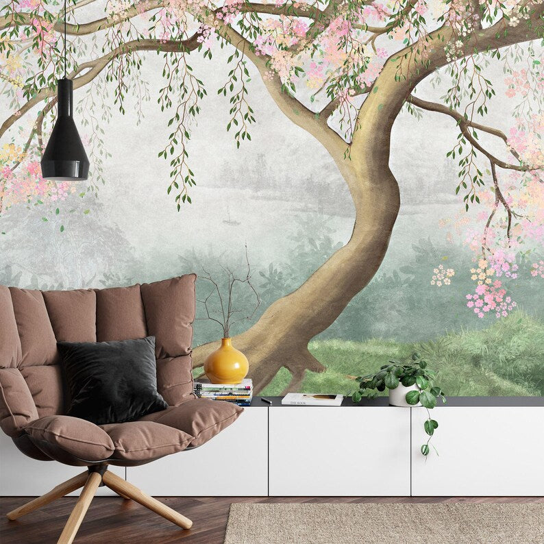 panoramic wall mural wallpaper presenting the complete artwork layout designed for large interior wall spaces wall decor wa