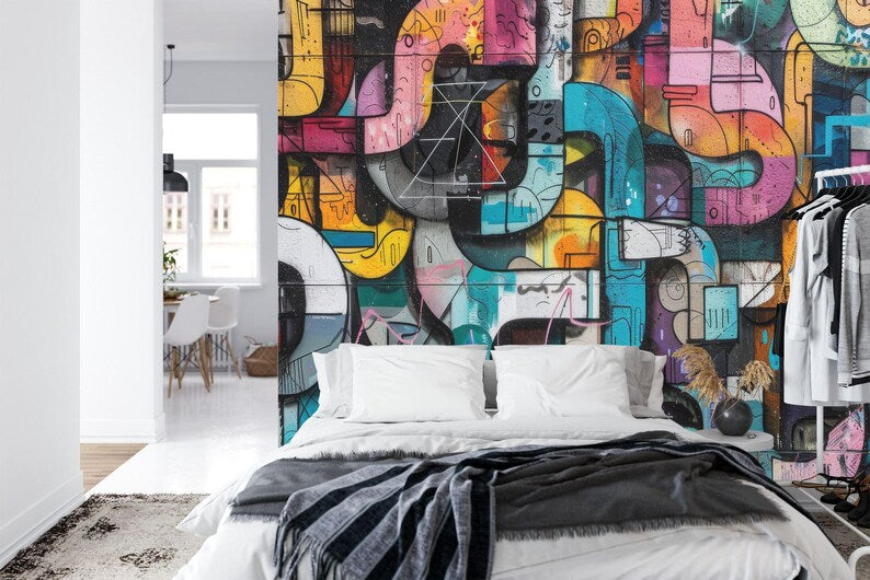 Graffiti Street Wallpaper Mural, Urban Abstract Art
