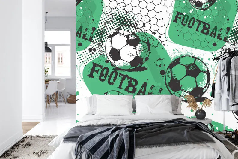 Football Soccer Wallpaper Mural, Boys Room Decor