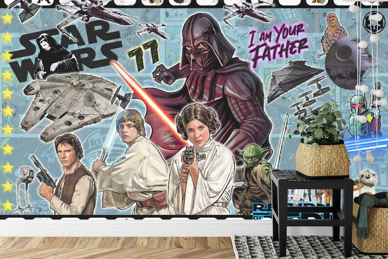 Jedi Teenager Room Wallpaper, Art Print Star Wars