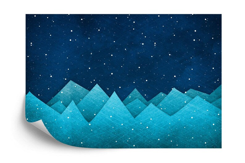 Mountains Starry Night Nursery Mural Art Print