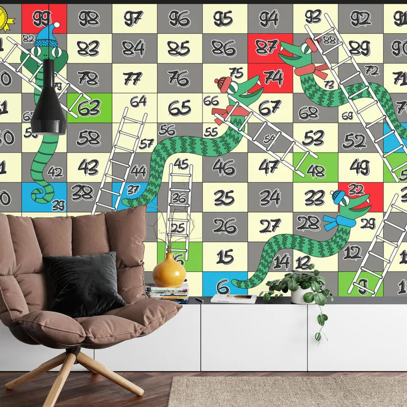 Snakes and Ladders Board Game Wallpaper Mural
