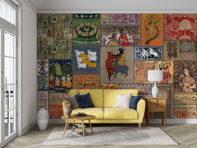 Mughal Art Wallpaper Mural, Traditional Indian Painting