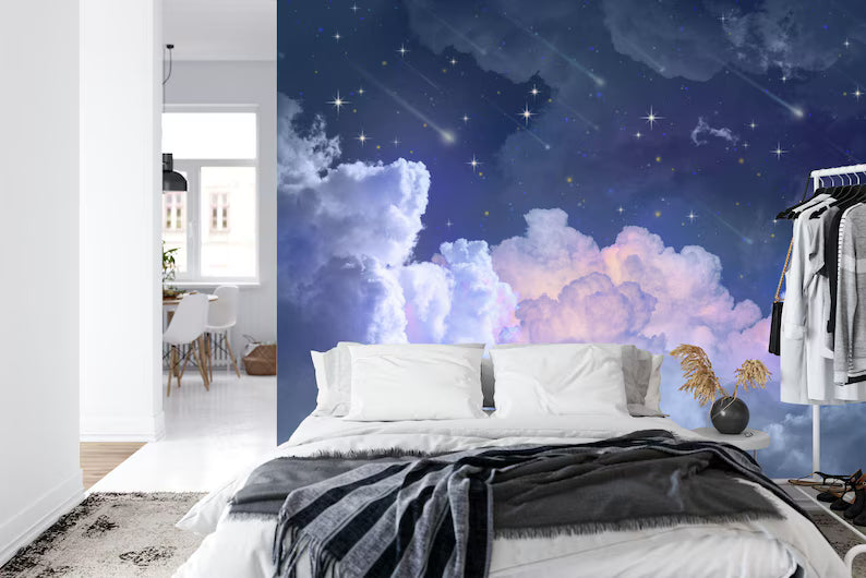 Falling Stars Nursery Wallpaper Mural Art Print