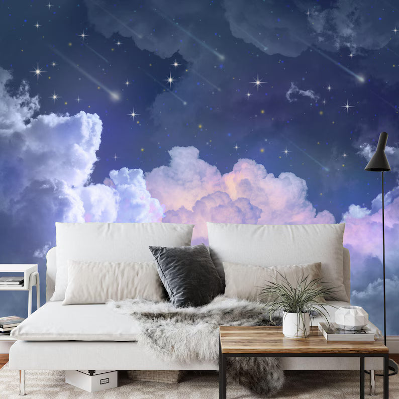 Falling Stars Nursery Wallpaper Mural Art Print