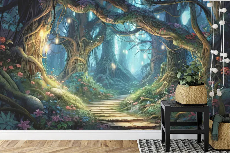 Enchanted Forest Wallpaper Mural Girls Room Decor