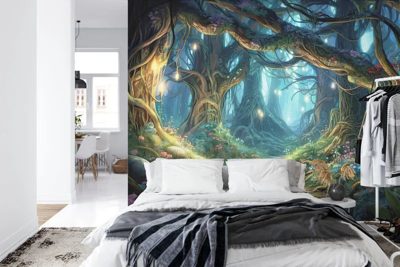 Enchanted Forest Wallpaper Mural Girls Room Decor