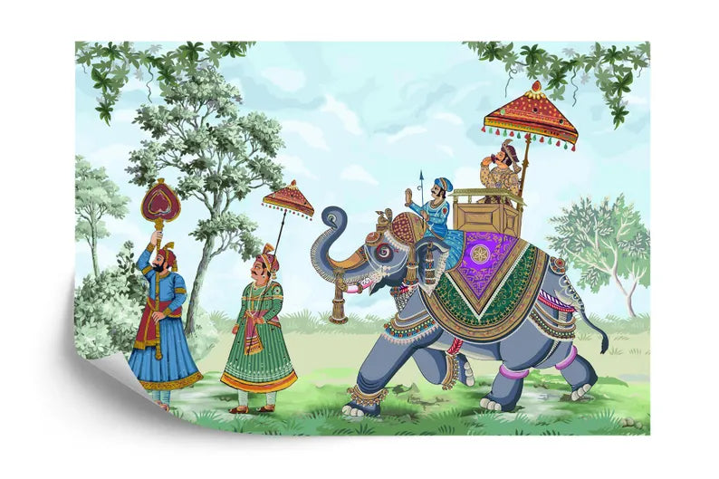 Mughal Emperor Elephant Mural | Indian Art Print