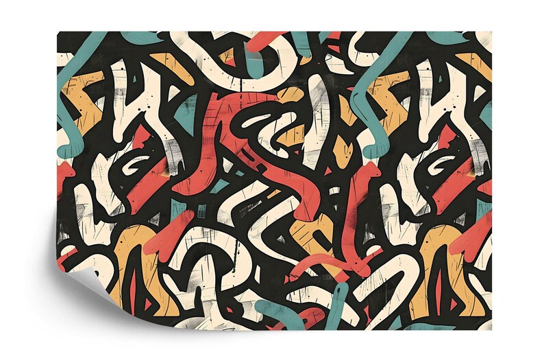 Grunge Graffiti Wall Decal, Vivid Teen Room Art