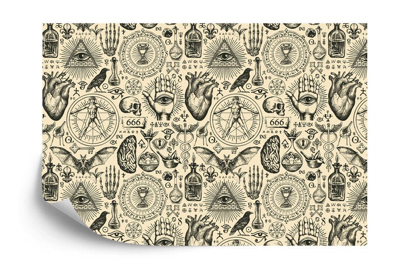 Esoteric Alchemy Wallpaper Mural: Vintage Witchcraft