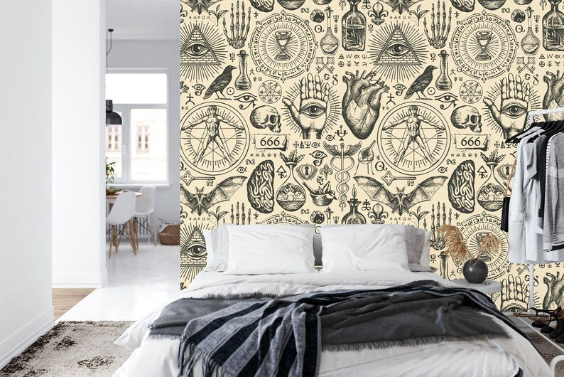 Esoteric Alchemy Wallpaper Mural: Vintage Witchcraft