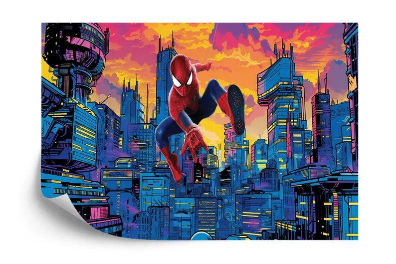 Kids Superhero Cityscape Wall Mural