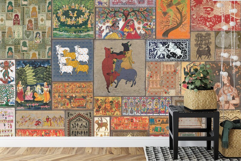 Mughal Art Wallpaper Mural, Traditional Indian Painting