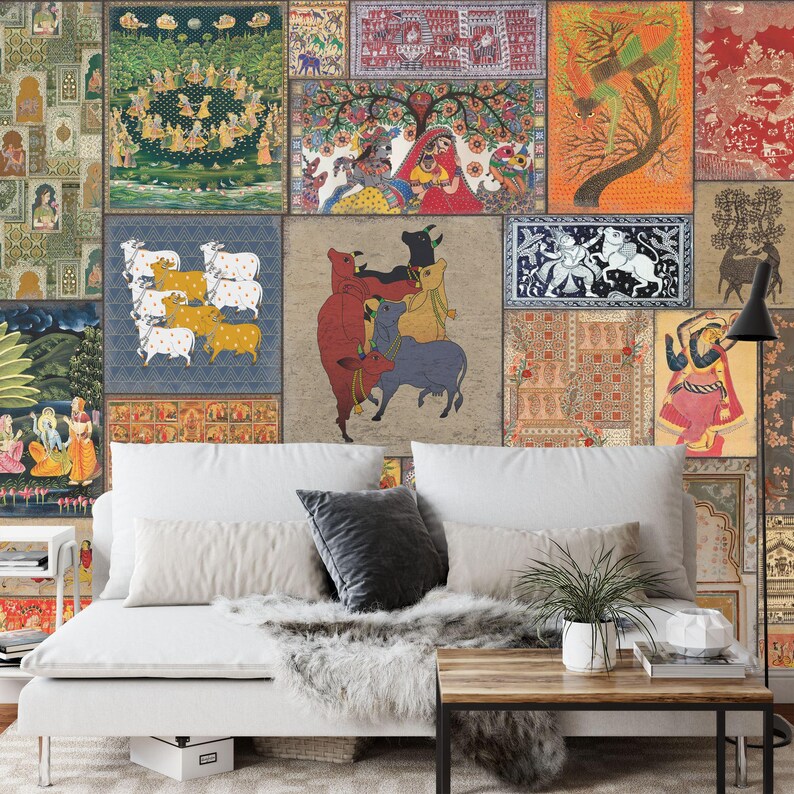 Mughal Art Wallpaper Mural, Traditional Indian Painting