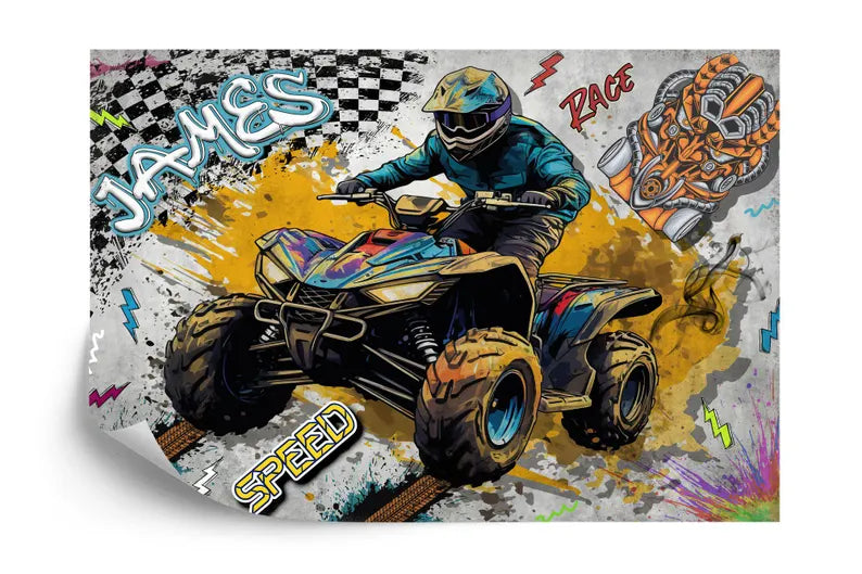 Personalized Quad Bike Wall Mural, Teenage ATV Wallpaper