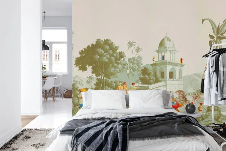 Mughal Elephant Mural, India Home Decor Art Print