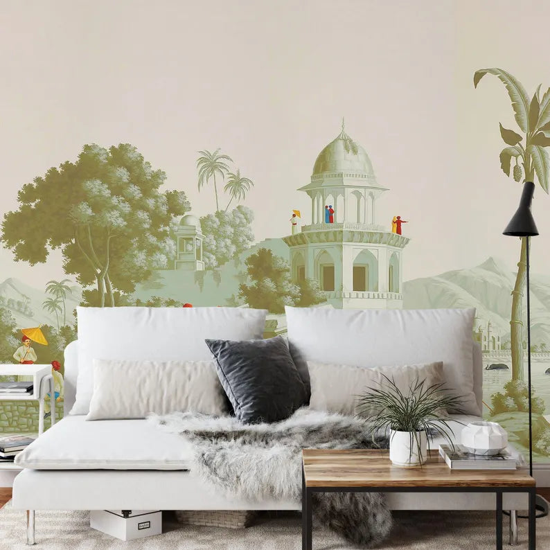 Mughal Elephant Mural, India Home Decor Art Print