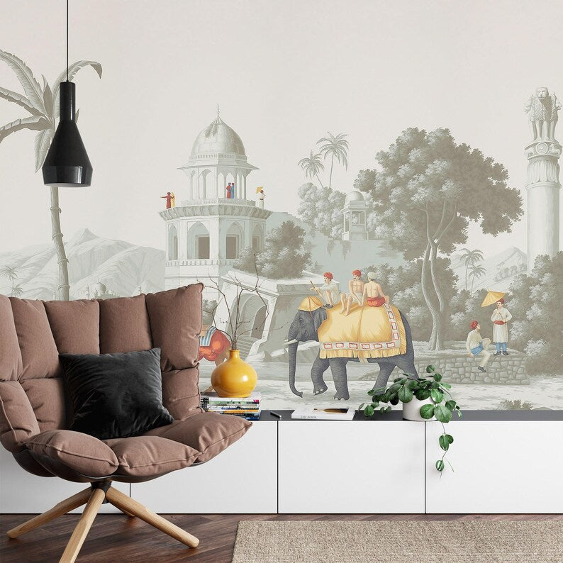 Mughal Elephant Wallpaper Mural Art Print