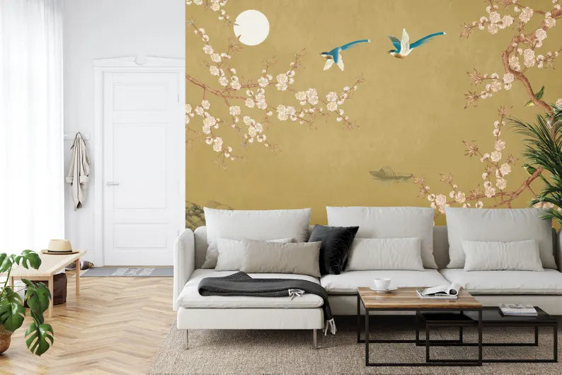 Chinoiserie Wallpaper Birds and Blossoms Mural