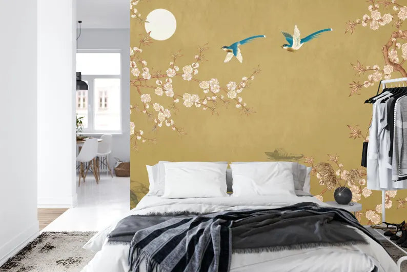 Chinoiserie Wallpaper Birds and Blossoms Mural