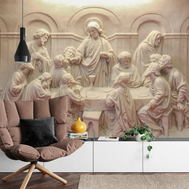 The Last Supper Sculpture Mural, Catholic Religious Wall Art