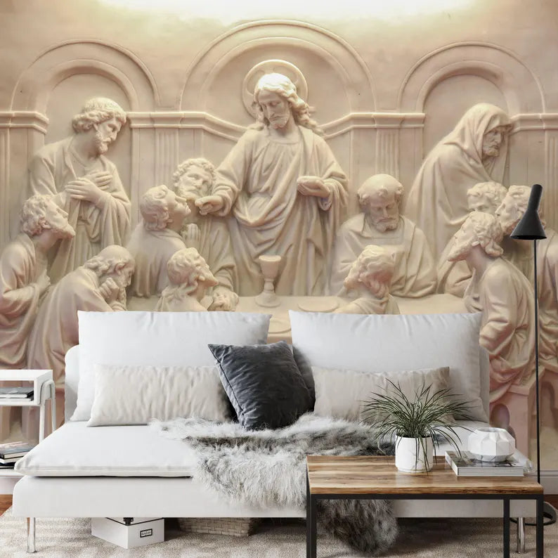 The Last Supper Sculpture Mural, Catholic Religious Wall Art