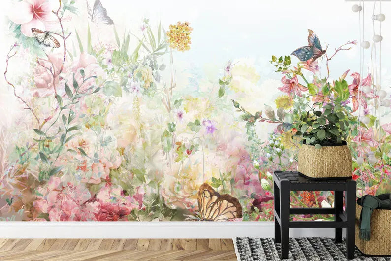 Floral Watercolor Wall Mural Gift Art Print
