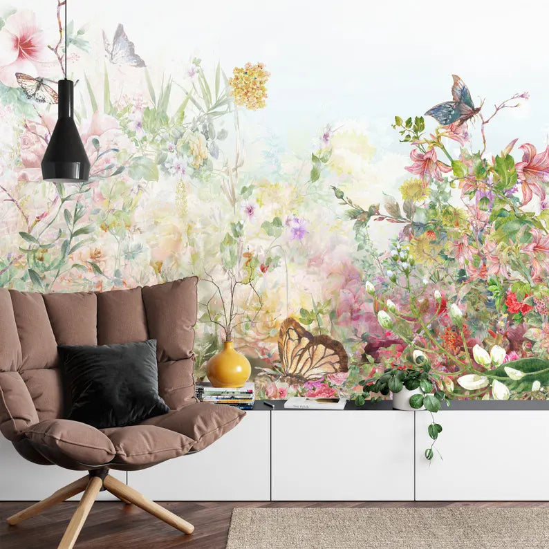 Floral Watercolor Wall Mural Gift Art Print