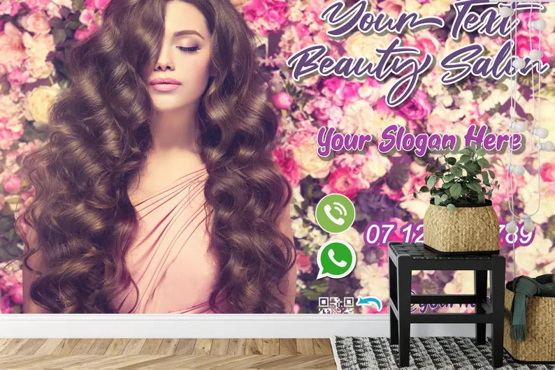 Wallpaper, Personalized Hair Salon Decor, Custom Name Beauty Salon