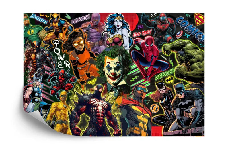 Superhero Comic Book Wallpaper Mural, Kids Room Decor