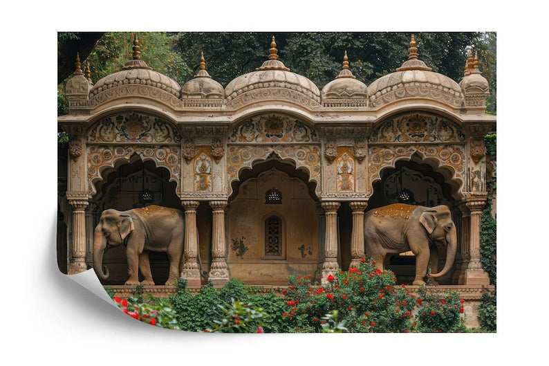 Mughal Elephant Wallpaper Mural, Indian Home Decor