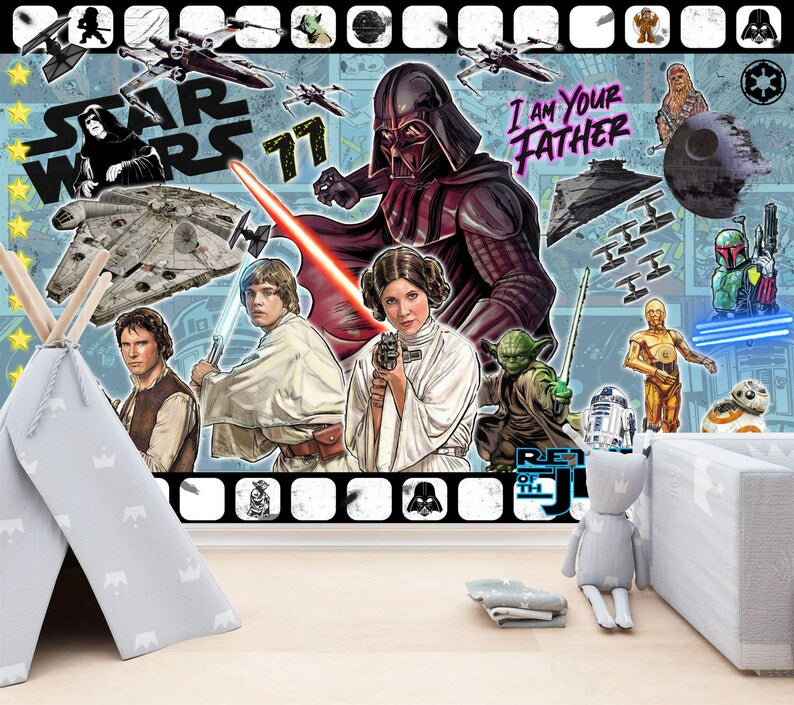 Jedi Teenager Room Wallpaper, Art Print Star Wars