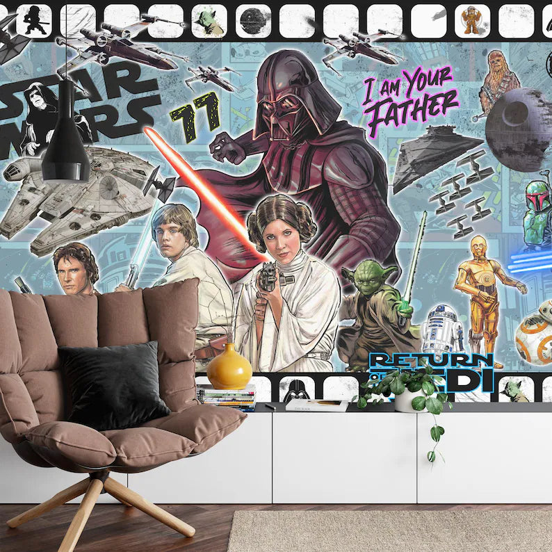 Jedi Teenager Room Wallpaper, Art Print Star Wars