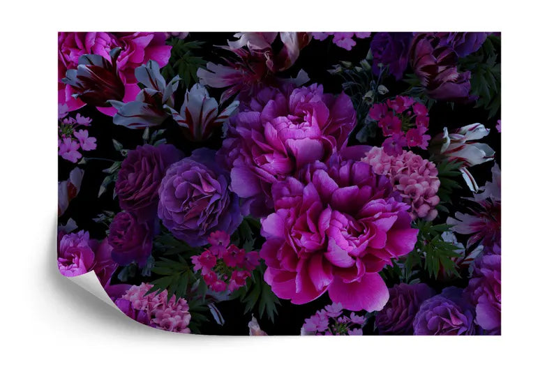 Baroque Peony Flower Wallpaper Mural, Rich Deep Colors, Art Print