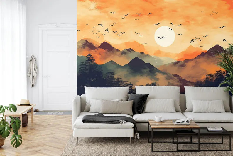 Chinese Wind Painting Wallpaper, Modern Landscape Wall Mural