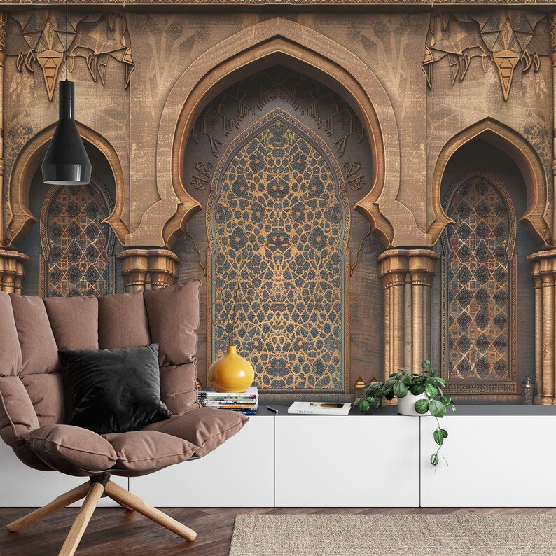 Islamic Arches Wallpaper Mural, Arabian Nights Decor