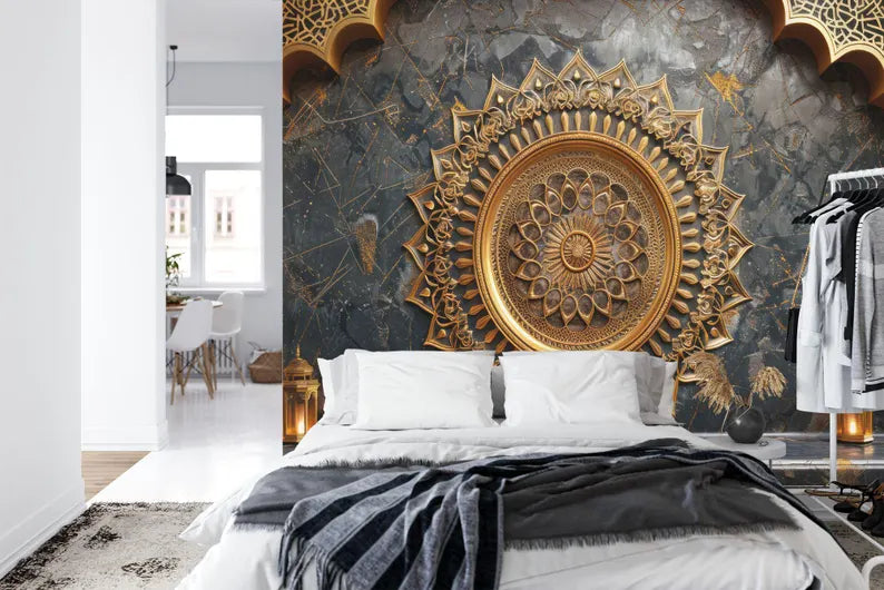 wallpaper mural close view focusing on illustration quality textures and visual depth for interior decoration wall decor wa