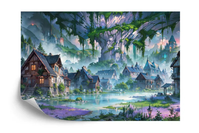 Enchanted Village Wallpaper Mural, Kids Room Decor