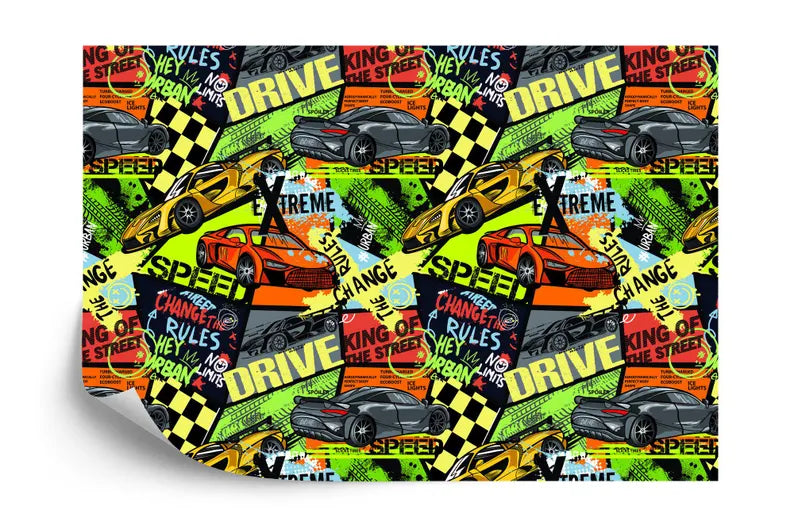 Speed Cars Racing Wallpaper, Boys Room Decor Gift