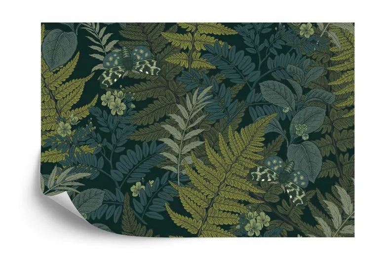 Fern Leaves and Butterflies Wallpaper Mural