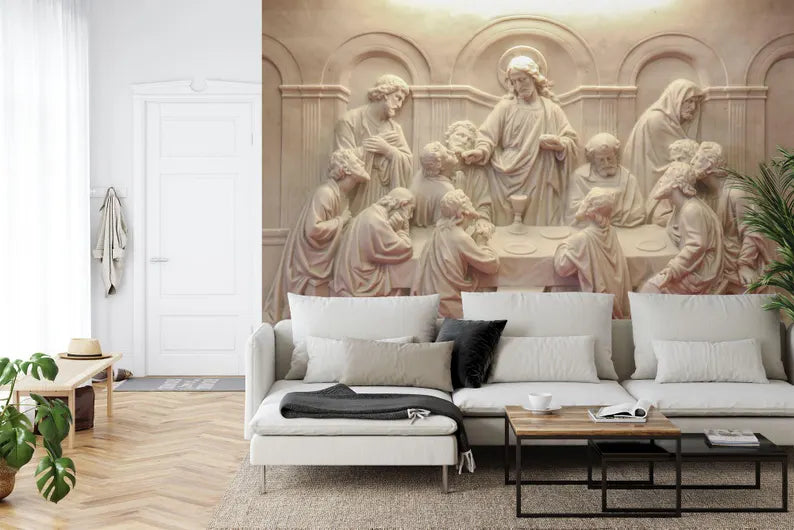 The Last Supper Sculpture Mural, Catholic Religious Wall Art