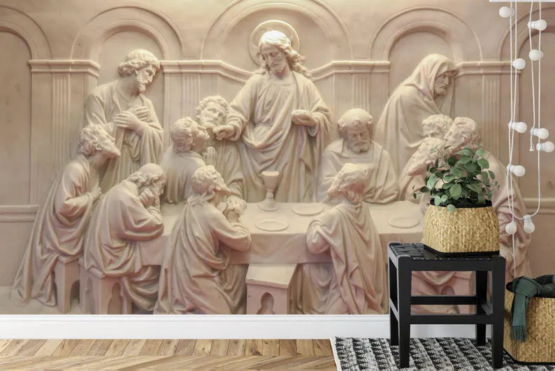 The Last Supper Sculpture Mural, Catholic Religious Wall Art