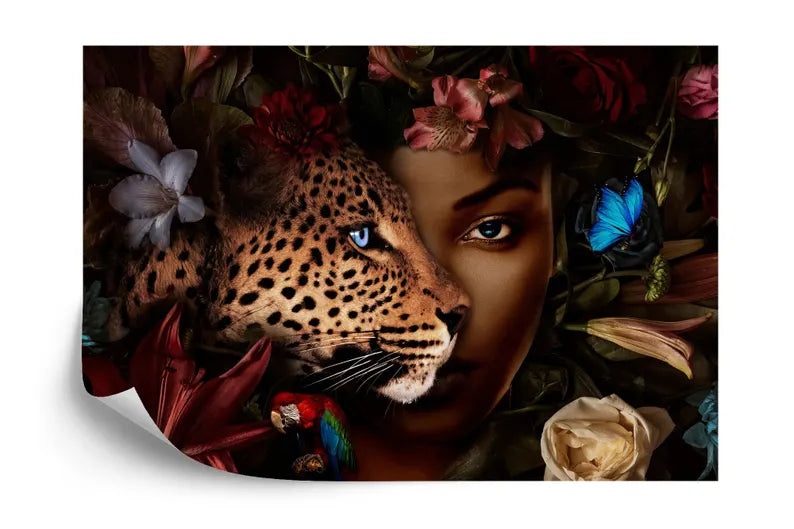 Dark Floral Leopard Wallpaper Mural