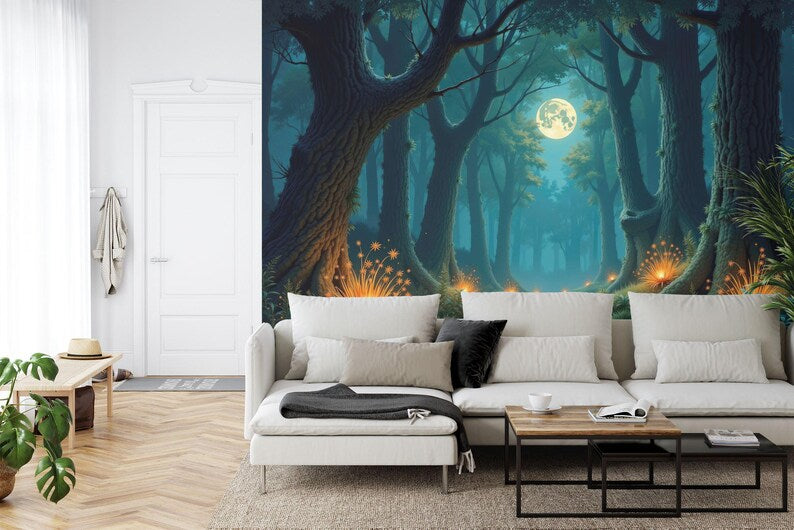 Magical Moonlit River Wallpaper Mural