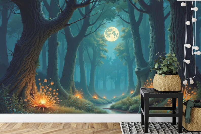 Magical Moonlit River Wallpaper Mural