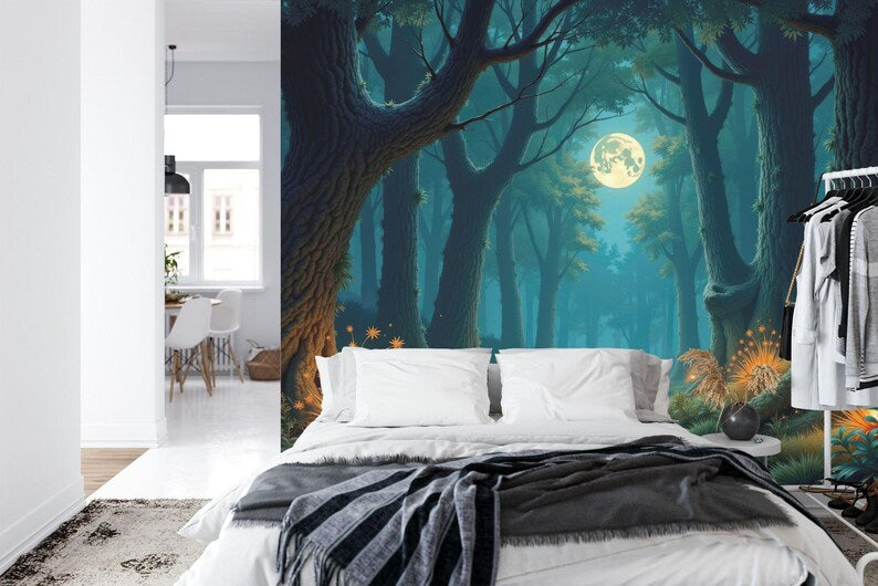Magical Moonlit River Wallpaper Mural